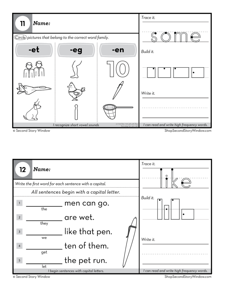 1st Grade Homework ELA Spiral Review - Second Story Window