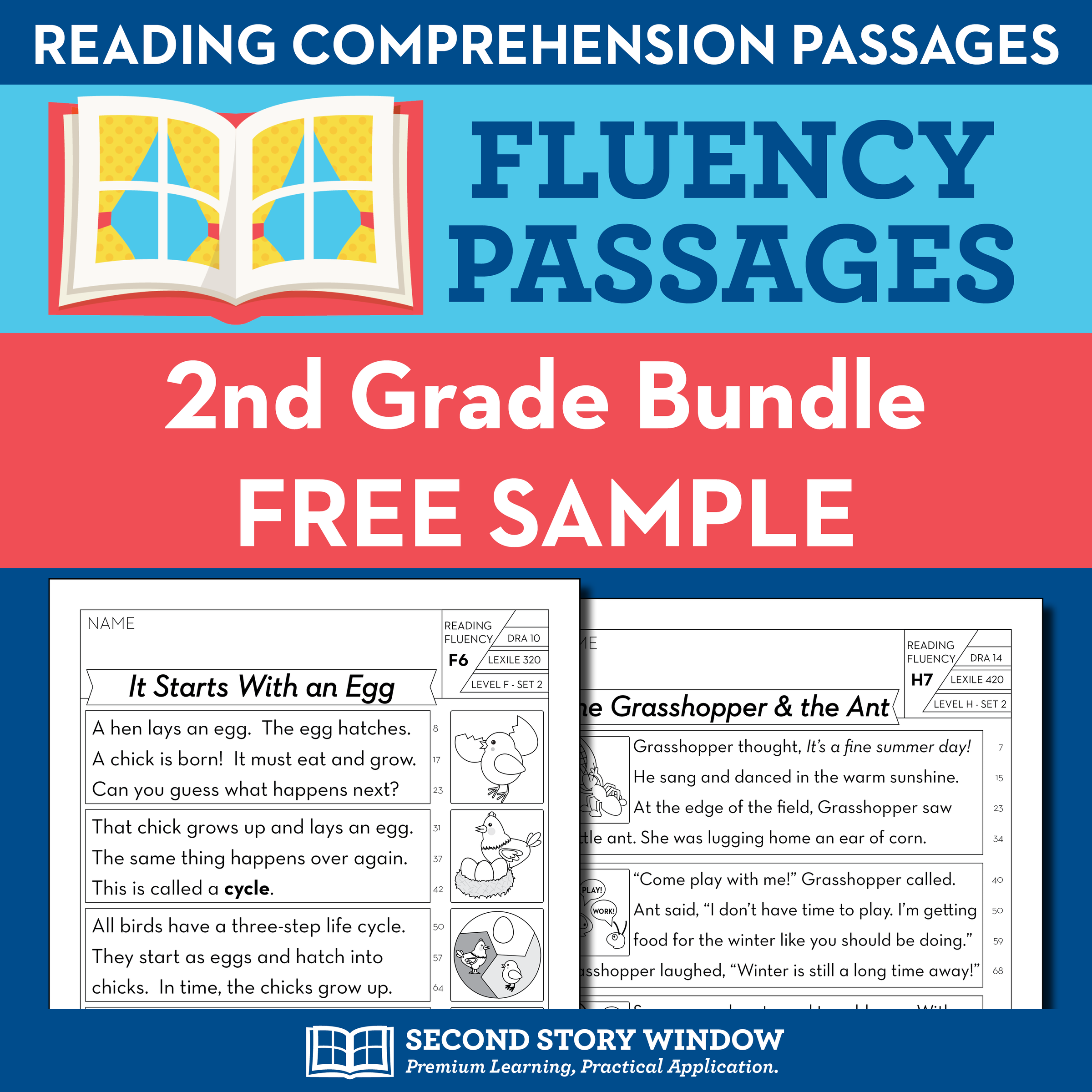 2nd Grade Fluency Homework Sampler FREE Second Story Window