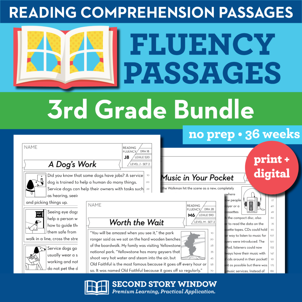 3rd Grade Fluency Passages Comprehension Worksheets