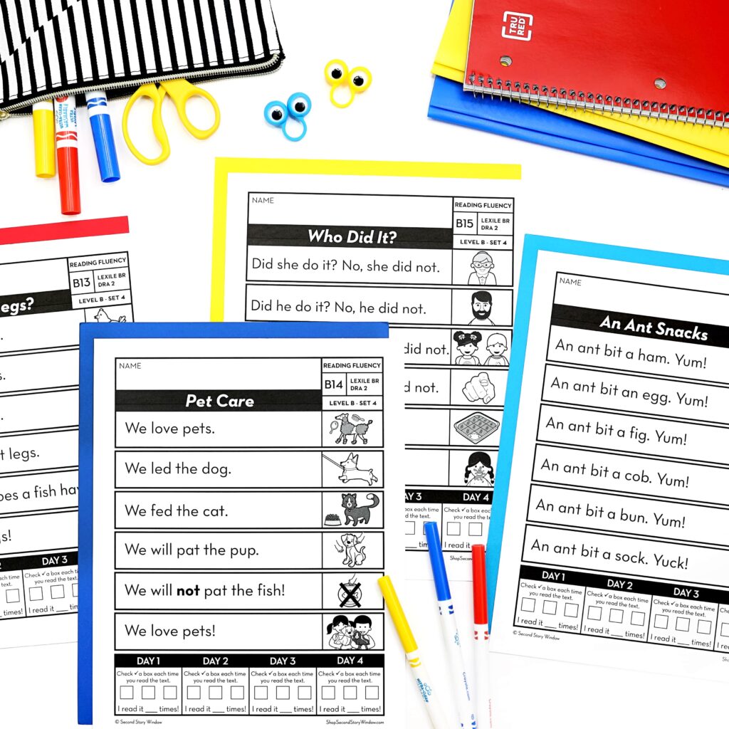 Decodable Passages Reading Fluency And Sight Word Practice Level B Set ...