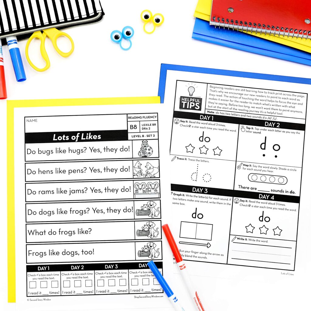 Decodable Passages Reading Fluency And Sight Word Practice Level B Set ...