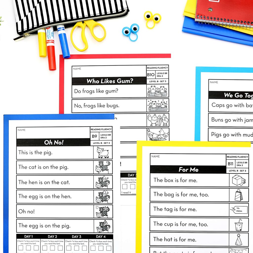 Decodable Passages Reading Fluency And Sight Word Practice Level B Set ...