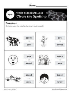 -Ow Word Family Worksheets No Prep Diphthong ow Chunk Spelling - Second ...