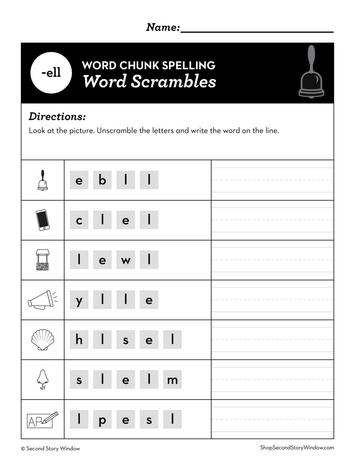  Ell Word Family Worksheets No Prep Chunk Spelling Phonics Worksheets